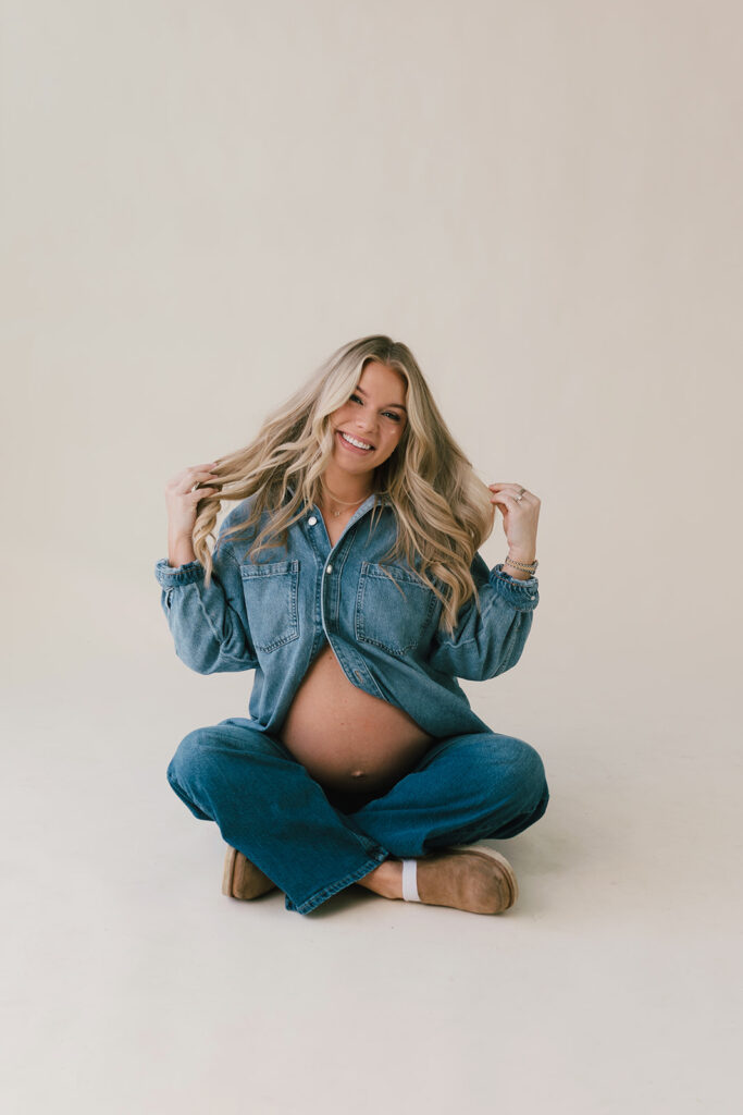 A mom and her family in the studio for her maternity session. A fun filled session with a lot of boy energy and their cute dog.